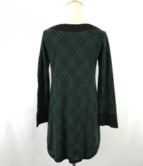 Made in Japan CLOCHE Long Sleeve Knit Tunic Mini Dress 2 M Green Black Tops