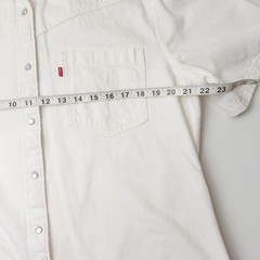 Levi&rsquo;s Women&rsquo;s Western Pearl Snap Dress Shirt White XL Short Sleeve Long Top