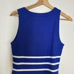 ZESICA Dress Womens Small Blue White Striped Knit Tank Bodycon Midi Nautical