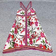 INC International Concepts Petite XL Tropical Floral Handkerchief Hem Dress Pink