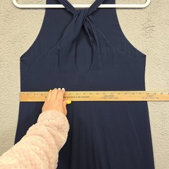 Alice Olivia Silk Maxi Dress Womens S Blue Knot Back Hi Low Drapey Old Money