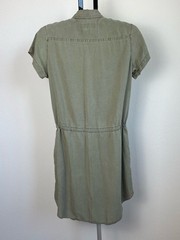 Thread Supply Olive 100% Lyocell Utility Shirt Dress Minimalist Safari Midi L