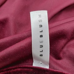 Blue Blush Red Velvet Dress Twist Elastic Waist Side Zipper Size Small Burgundy