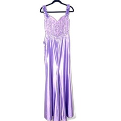 Stacees Mermaid Applique Off-the-Shoulder Corset Tight Slit Prom Dress Lilac US6
