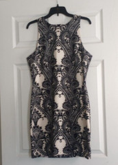 Alexia Admor Classic Modern Black Ivory Sleeveless Paisley Dress Size L