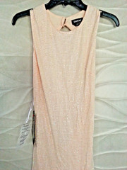 $159 NWT Bebe light Coral Overall Studded Open Back Sexy top dress L Large