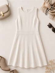 J. Crew Sleeveless Cream Fit-and-Flare Mini Dress