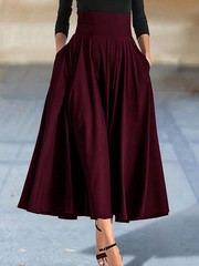New In Dresses Solid Color A-line Skirts for Woman Clothing High Elastic Waist L