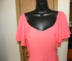 New Roxy Bungalow Bliss Solid-Color Tie-Back Midi Dress Sugar Coral Size Large