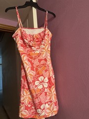 Women’s Pink Orange White Floral Spaghetti adjustable strap size large