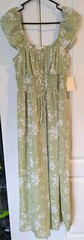 Pie In The Sky – Green & White Floral Elastic Waist Dressy Romper XL Junior NEW