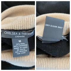 Chelsea & Theodore Cashmere Wool Knit Turtleneck Dress Medium Color Block