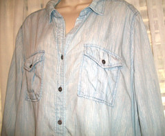 PHILOSOPHY SZ 2X SOFT BLUE BUTTON FRONT SHIRT DRESS~ROLL TAB SLEEVES~4 POCKETS~