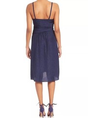 DIANE VON FURSTENBERG Saige Spaghetti Strap Silk Faux Wrap Dress Midnight Sz 8