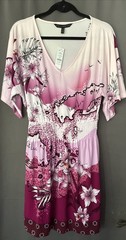 NWT White House Black Market Kimono Sleeve Smocked Waist Jersey Dress Pink XS