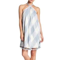 Tularosa Halter Checkered Pom Pom Dress