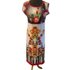 Artistic Multicolor Custom Jeweled Floral Women&rsquo;s Orchids Side Slits Dress