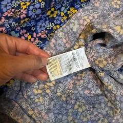 Gap Floral Shift Sundress Women&rsquo;s [S] Blue V-Neck Sleeveless Tie Back Rayon Mini