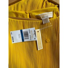 Michael Michael Kors Yellow Pleated Halter Dress MK Chain Link Mini XL NWT