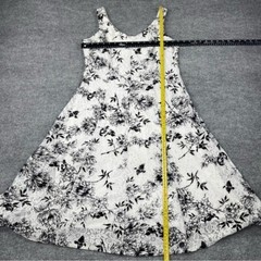 Gabby Skye Dress Women 12 White Black Print Floral Bird Lace Overlay Sleeveless