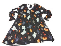 5XLG Halloween Vneck LS Dress Pumpkin Ghost New With Tags
