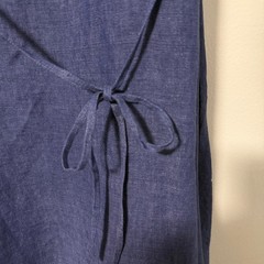 Eileen Fisher Blue 100% Linen Sleeveless Tie Waist High Low Midi Dress Medium