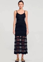 Sandro Nail bead Ruffled edge Knitting Fishtail vest dress Women&rsquo;s Dresses