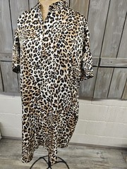 Ellison Button Up Leopard Print Oversized Dress Size Small