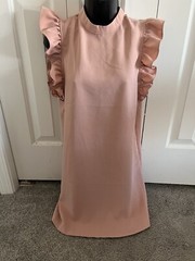 TCEC Ruffle Sleeve Short Shift Dress Peach Small Sleeveless 100% Polyester NWOT
