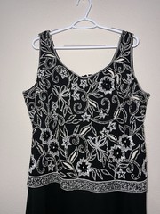 J Kara Black Gown with Silver Beaded Embroidery. Size 18W