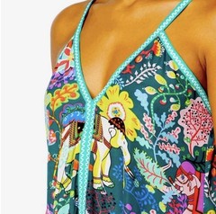 America & Beyond Fun Multicolor Elephant Print Sleeveless V-Neck Maxi Dress Med