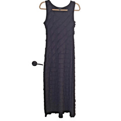Max Studio Sleeveless Maxi-Dress Med Tank Straight Black Tiered Ruffles Classic