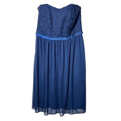 David&rsquo;s Bridal navy blue strapless lace formal bridesmaids dress size 6 B143