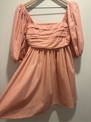 Abercrombie & Fitch Smocked Puff Sleeve Babydoll Dress Women’s M Peach