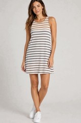 Z Supply Aya Striped Dress Washed Taupe Size XS NWT