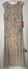 Adrianna Papell Embellished Sequin Mesh Dress NWT Pearls, Beads, Lined Dress
