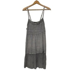 Papillon Gray Stonewashed Boho Mini Dress XL Adjustable Straps NWT Festival