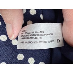 Gap Strapless Dress Womens 0 Navy Blue Polka Dot Cotton Linen Mini