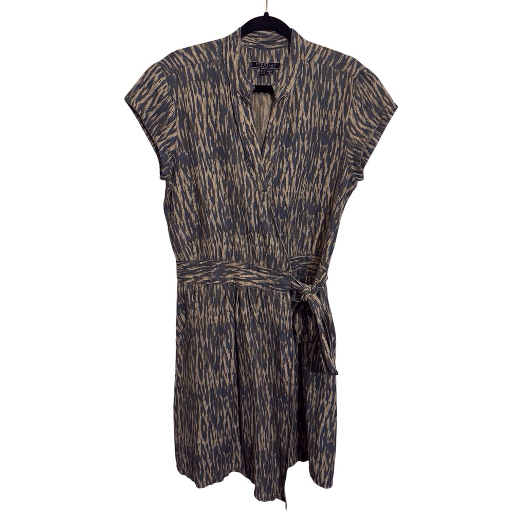 Peruvian Connection Size 8 Batik Print Wrap Dress Cotton Linen Cottagecore VNeck