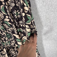 Fat Face Priya Mosaic Leaf Midi Dress Size 8R Black Green Tan Tiered Peasant