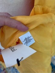 NWT Azeeza Florence Raw Silk Wrap Midi Dress Honey Yellow Puff Sleeve Sz XS