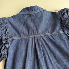 Pilcro Anthropologie S Dark Wash Denim Ozzi Ruffle PuffSleeve Shirtdress Utility