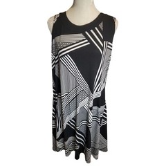 NWT Weekends Chico&rsquo;s Sleeveless Stretchy Print Ink Road Knee Midi Dress XL