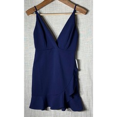 NWT Sunset + Spring Bloomingdale Navy Blue V-Neck Dress Size Small