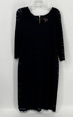 RN Studio Preowned Womes Black Lined Dress Size 16 Eyelet Lace Cutout EUC