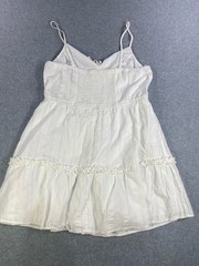 mi ami white sleeveless spaghetti strap tiered mini dress with lace trim