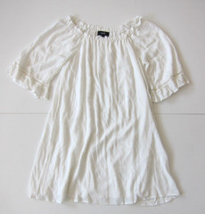 NWT NAIF 100% Rayon White Scoop Neck Short Sleeve Shift Tunic Dress Large