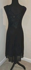 Andrea Smith Petites Sz 6 Black Sleeveless Chiffon Sequin Fit Flare Dress Formal