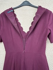 French Connection Deep Plum Lula Sheath Dress Size UK 8 Women Scalloped Neck
