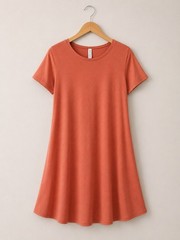 Zenana Buttery Soft Burnt Coral Swing Dress Large Stretch A-Line Casual Travel